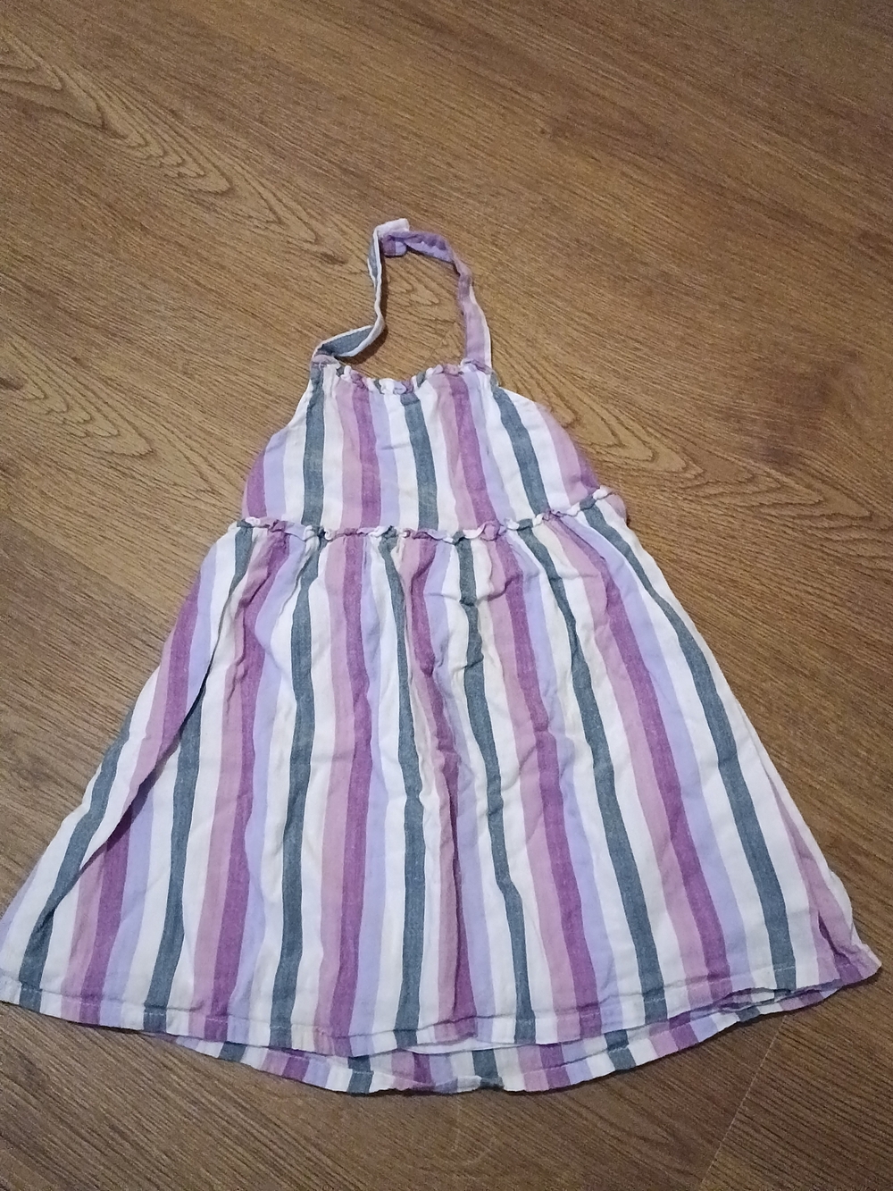 Old Navy Pink Purple Green Striped Halter Dress